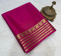 Royal Rani Pink Mysore Silk Saree with Gold Zari Elephant Border