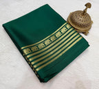Royal Emerald Green Mysore silk saree with Traditional Gold Zari Elephant Border
