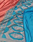Premium Banarasi Mashru Silk Saree with Floral Zari Bootas & Contrast Border