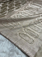 Banarasi Mashru Silk Saree with Floral Scalloped Border & Rupa Sona Motifs