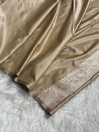 Banarasi Mashru Silk Saree with Floral Scalloped Border & Rupa Sona Motifs